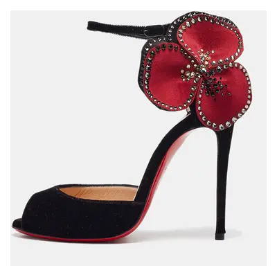 Christian Louboutin Black Velvet Pensamoi Sandals Size