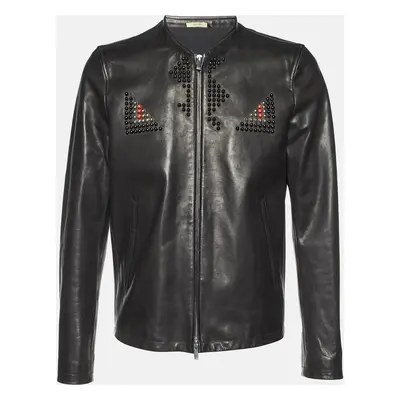 Fendi Black Leather Studded Biker Jacket