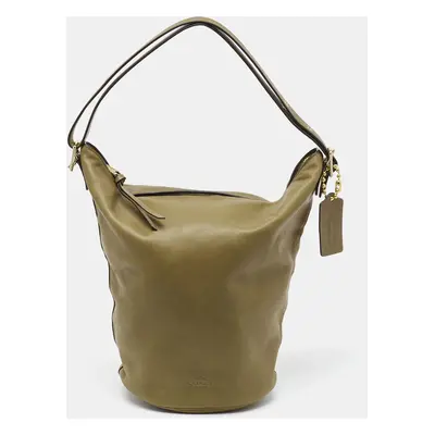 Coach Olive Green Leather Bleecker Bucket Bag