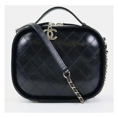 Chanel Black Leather Vanity Case Bag