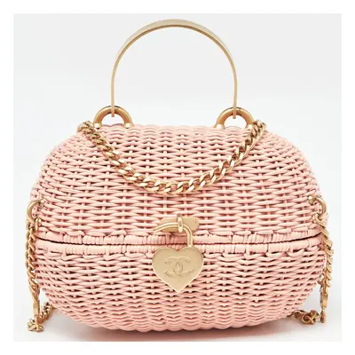 Chanel Pink Wicker Oval Locket Basket Chain Bag