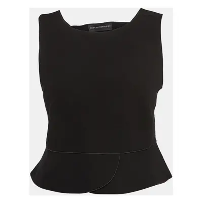 Emporio Armani Black Knit Sleeveless Cut-Out Crop Top