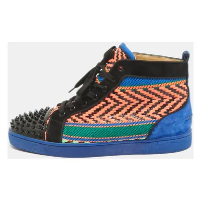 Christian Louboutin Multicolor Leather Patent Leather Louis Spikes High Top Sneakers Size