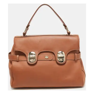 Lancel Brown Leather L'Angèle Top Handle Bag