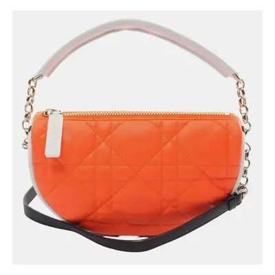 Christian Dior Leather Orange White Black VIBE HOBO Small Shoulder Bag