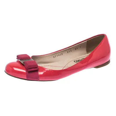 Salvatore Ferragamo Pink Patent Leather Vara Bow Ballet Flats Size