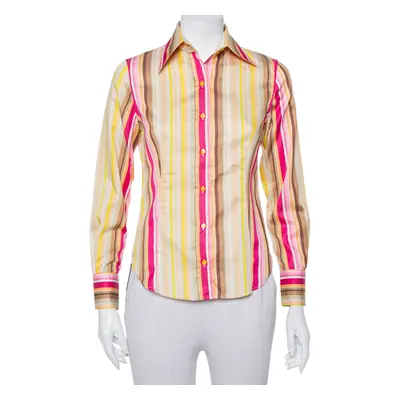 Etro Multicolor Striped Cotton Fitted Button Front Shirt