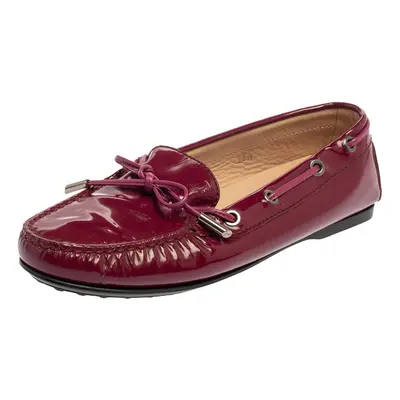 Tod's Pink Patent Leather Bow Loafers Size 36.5