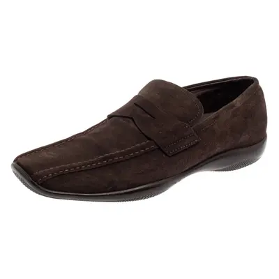 Prada Brown Suede Penny Loafers Size