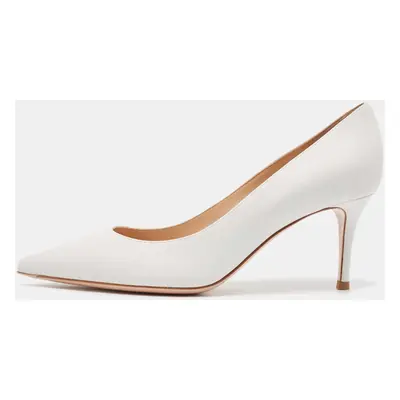 Gianvito Rossi White Leather Plexi Pointed Toe Pumps Size 38.5