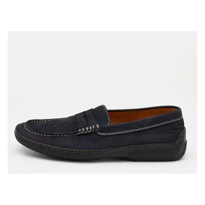 Tod's Navy Blue Nubuck Leather Penny Slip On Loafers Size