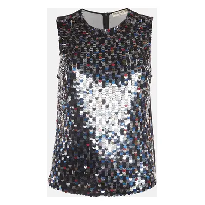 Emilio Pucci Black Sequin And Silk Sleeveless Top