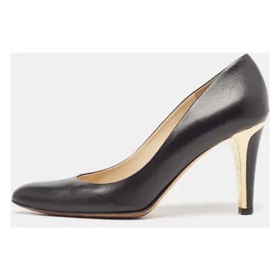 Jimmy Choo Black Leather Round Toe Pumps Size 37.5