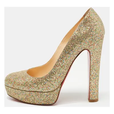 Christian Louboutin Gold Glitter Fabric Bibi Pumps Size