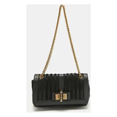 Christian Louboutin Black Calf Hair and Leather Sweet Charity Shoulder Bag