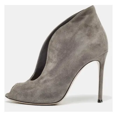 Gianvito Rossi Grey Suede Vamp Booties Size 35.5