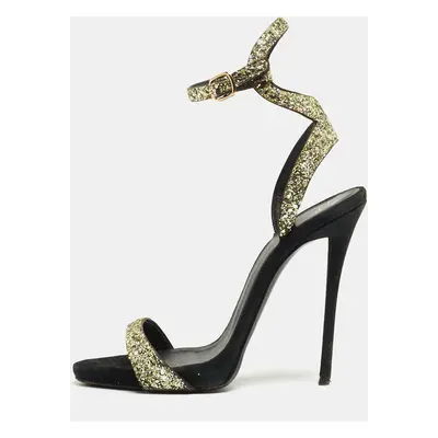 Giuseppe Zanotti Metallic Coarse Glitter Ankle Strap Sandals Size