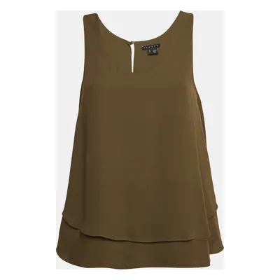 Theory Green Silk Sleeveless Layered Top