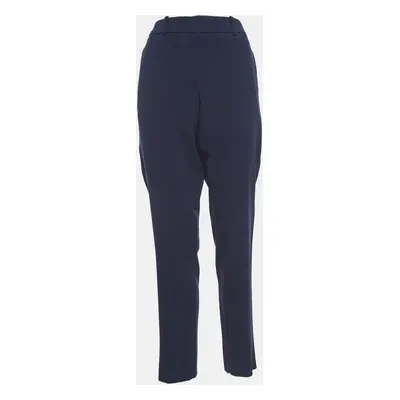 Armani Collezioni Navy Blue Wool Wide Leg Trousers