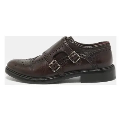 Burberry Burgundy Leather Delmar Monk Strap Brogues Size