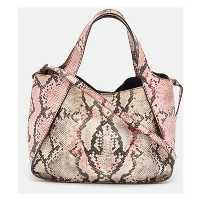 Stella McCartney Multicolor Faux Snakeskin Embossed Leather Logo Tote