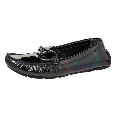 Gucci Multicolor Iridescent Patent Leather Horsebit Slip On Loafers Size