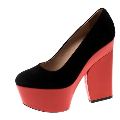 Celine Two Tone Suede Platform Pumps Size