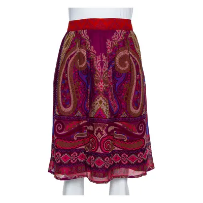 Etro Purple Paisley Printed Silk Mini Skirt