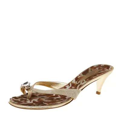 Giuseppe Zanotti Beige Canvas Embellished Sandals Size