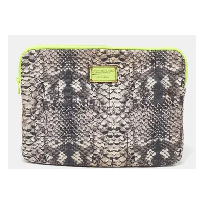 Marc by Marc Jacobs Grey Nylon Snakeskin Printed Laptop Case