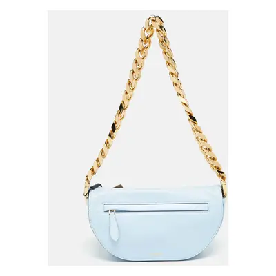 Burberry Pale Blue Leather Small Olympia Chain Shoulder Bag