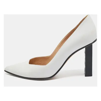 Sergio Rossi White Leather Logo Heel Pumps Size 36.5