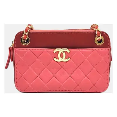 Chanel Red Leather Casual Trip Camera Bag