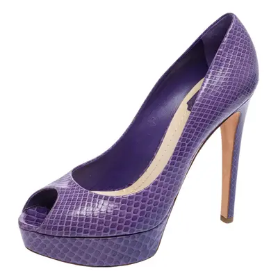 Dior Purple Python Peep Toe Miss Dior Platform Pumps Size