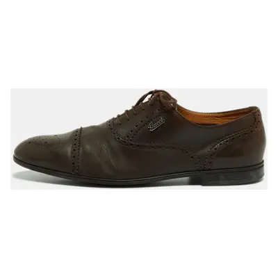 Gucci Brown Leather Brogue Oxfords Size 45.5