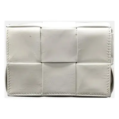 Bottega Veneta White Intrecciato Leather Candy Cassette Shoulder Bag