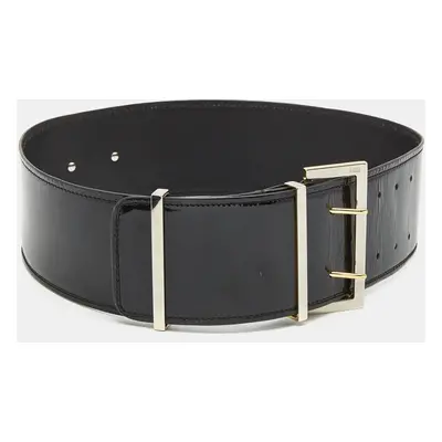 Gianfranco Ferre Black Patent Leather Buckle Wide Belt 95CM