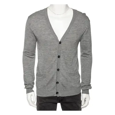 Roberto Cavalli Grey Knit Pocketed Button Front Cardigan