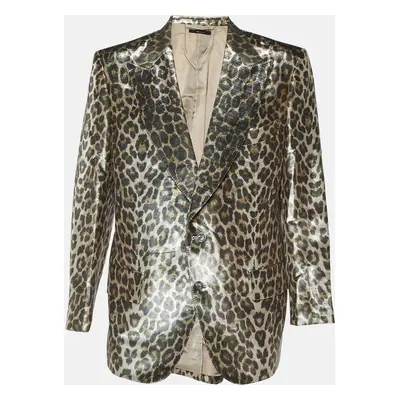 Tom Ford Metallic Leopard Print Lurex Crepe Blazer 4XL