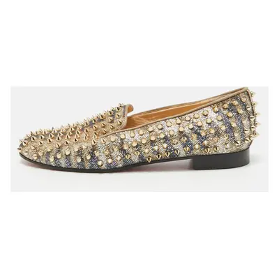 Christian Louboutin Metallic Glitter Dandelion Spikes Loafers Size