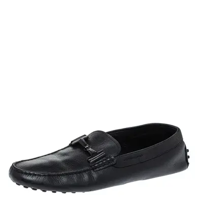 Tod's Black Leather Double T Slip On Loafers Size 42.5