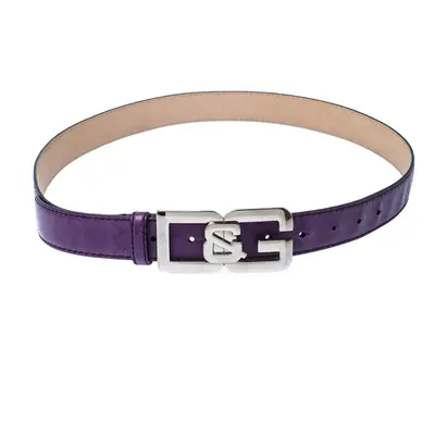 D&G Purple Leather Buckle Logo Belt 95CM