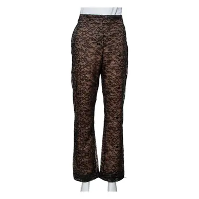 Valentino Black Lace Overlay Flared Trousers