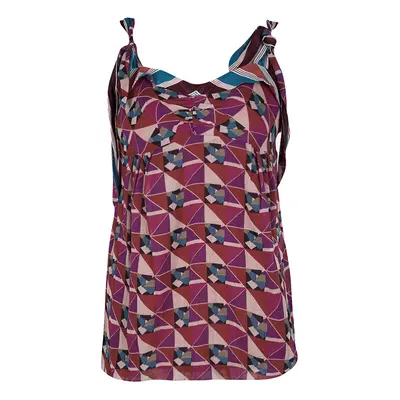 Marc Jacobs Multicolor Geometric Print Sleeveless Tie Detail Cotton Top