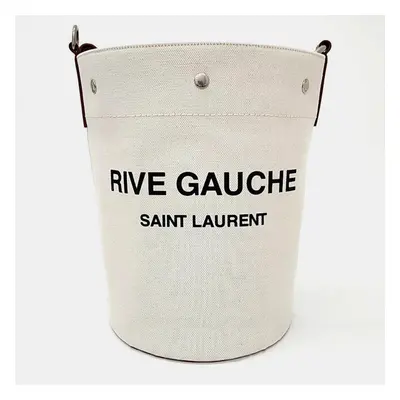 Saint Laurent White Leather Rive Gauche Bucket Bag