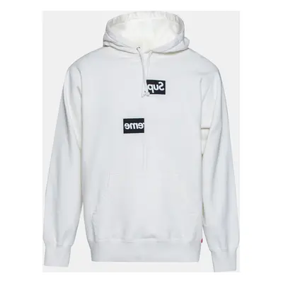 Supreme x Comme des Garçons White Terry Knit Split Logo Hoodie