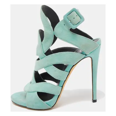 Giuseppe Zanotti Blue Suede Ankle Strap Sandals Size