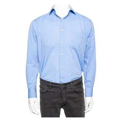 Balmain Blue Cotton Button Front Shirt