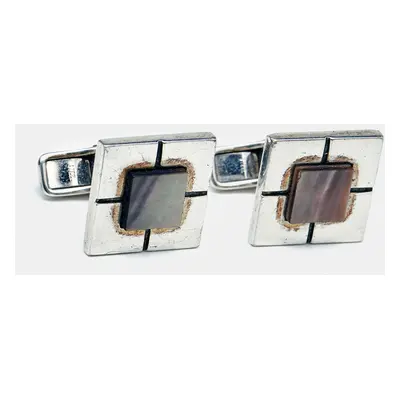 Dunhill Sterling Silver Square Patterned Cufflinks