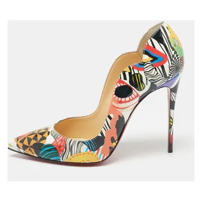 Christian Louboutin Multicolor Printed Patent Leather Hot Chick Pumps Size